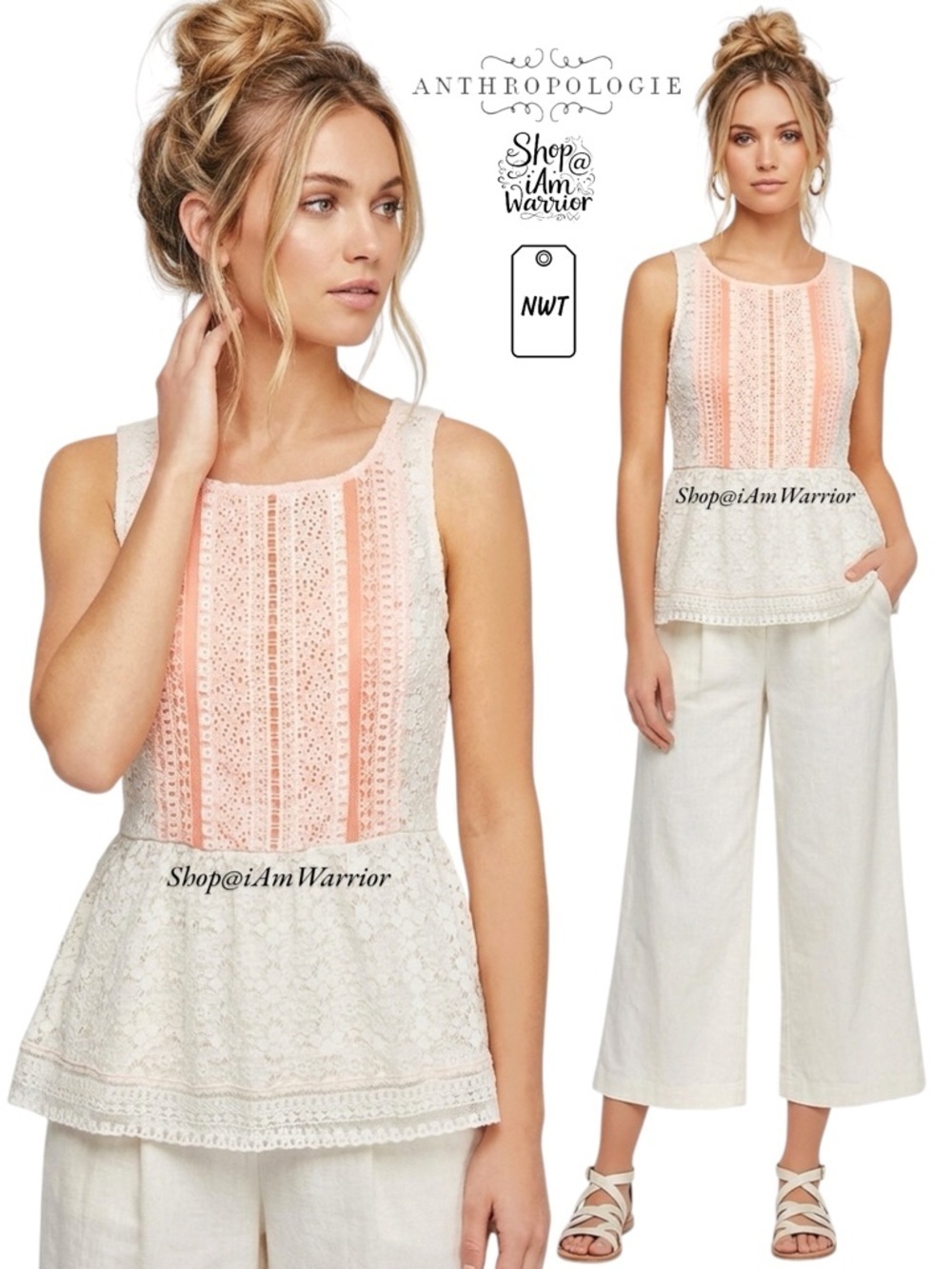 Anthropologie {One September} sleeveless lace peplum top *shop@iamwarrior